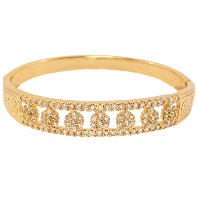 Браслет Xuping Позолота 18K Орнамент цветы из кристаллов с дорожками циркония ø 6см фото №10