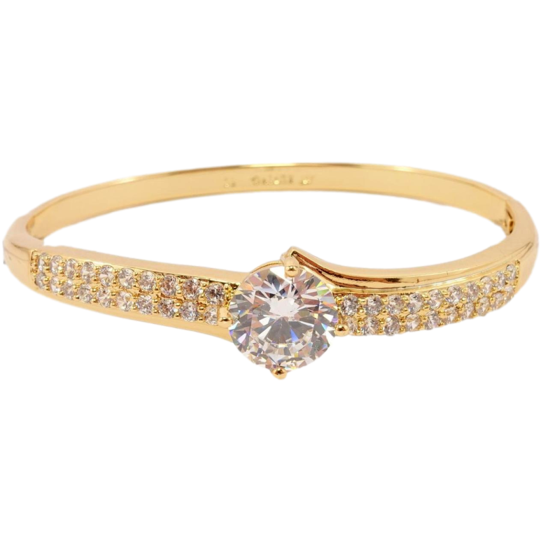 Браслет Xuping Позолота 18K Кристалл с двойной дорожкой циркония ø 6см фото №1