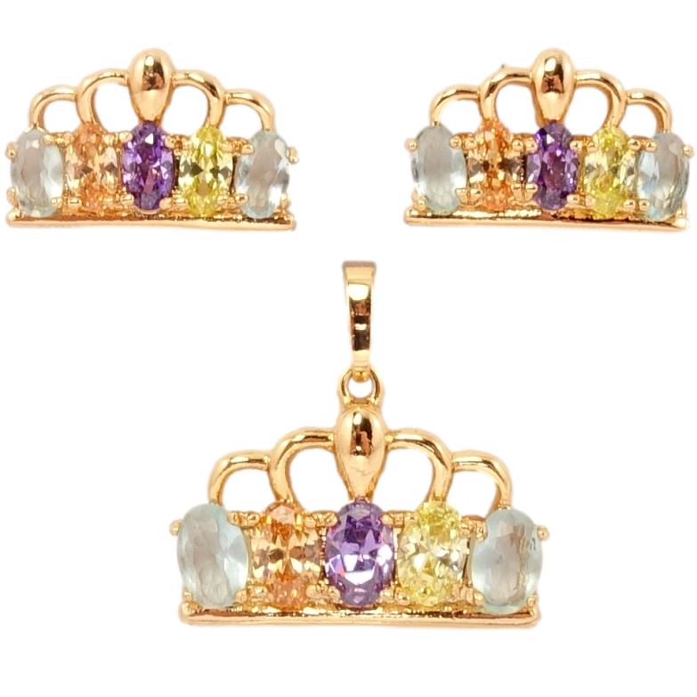 Набір Xuping Позолота 18K Сережки Кулон Корона з кольоровими кристалами фото №24 Набір Xuping Позолота 18K Сережки Кулон Корона з кольоровими кристалами фото №24