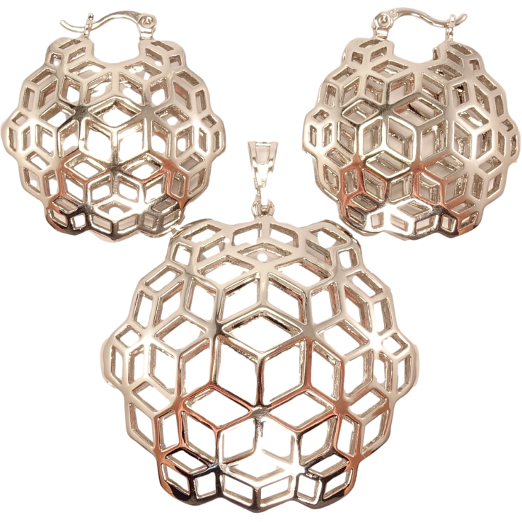 Набір Xuping Родій Сережки Кулон Геометричний орнамент фото №16