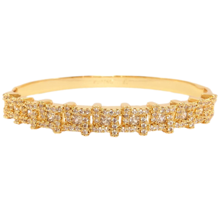 Браслет Xuping Позолота 18K Суворий геометричний орнамент з цирконієм ø 6см фото №4 Браслет Xuping Позолота 18K Суворий геометричний орнамент з цирконієм ø 6см фото №4