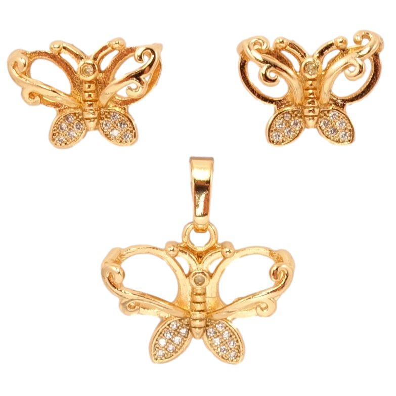 Набір Xuping Позолота 18K Сережки Кулон Метелики фото №1