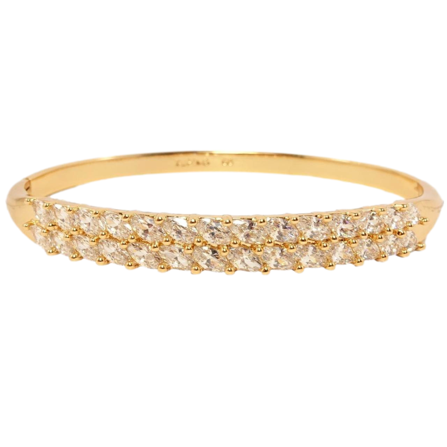 Браслет Xuping Позолота 18K Дві доріжки овальних кристалів ø 6см фото №1