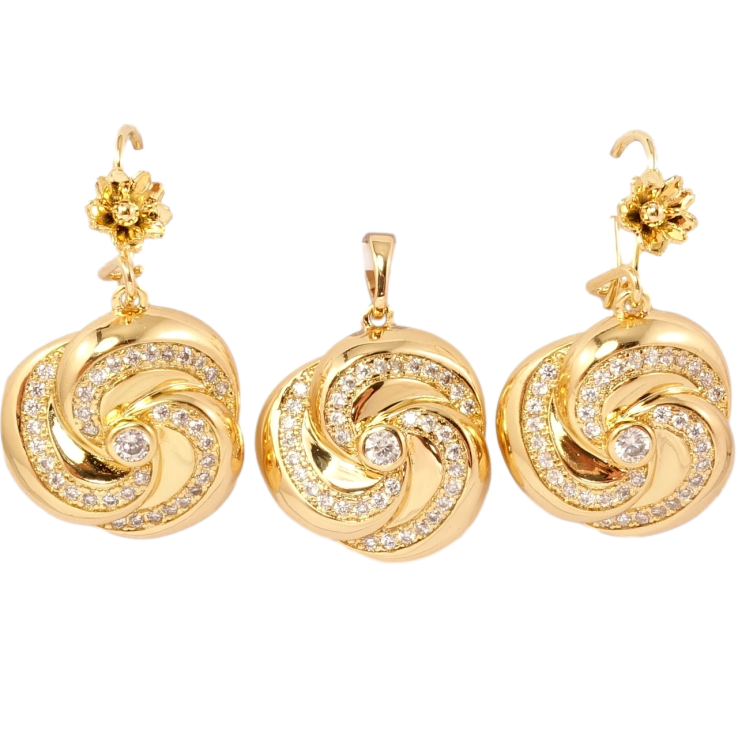 Набор Xuping Позолота 18K Серьги Кулон Завитушки с цирконием фото №2