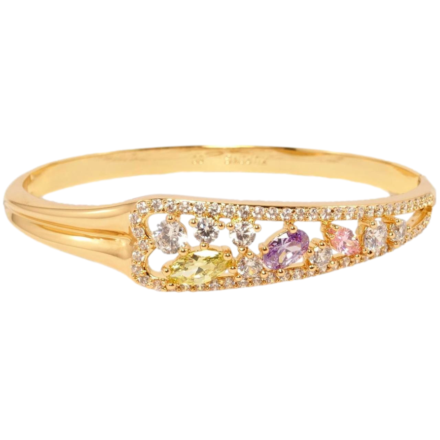 Браслет Xuping Позолота 18K Розсип кольорових кристалів ø 6см фото №1 Браслет Xuping Позолота 18K Розсип кольорових кристалів ø 6см фото №1