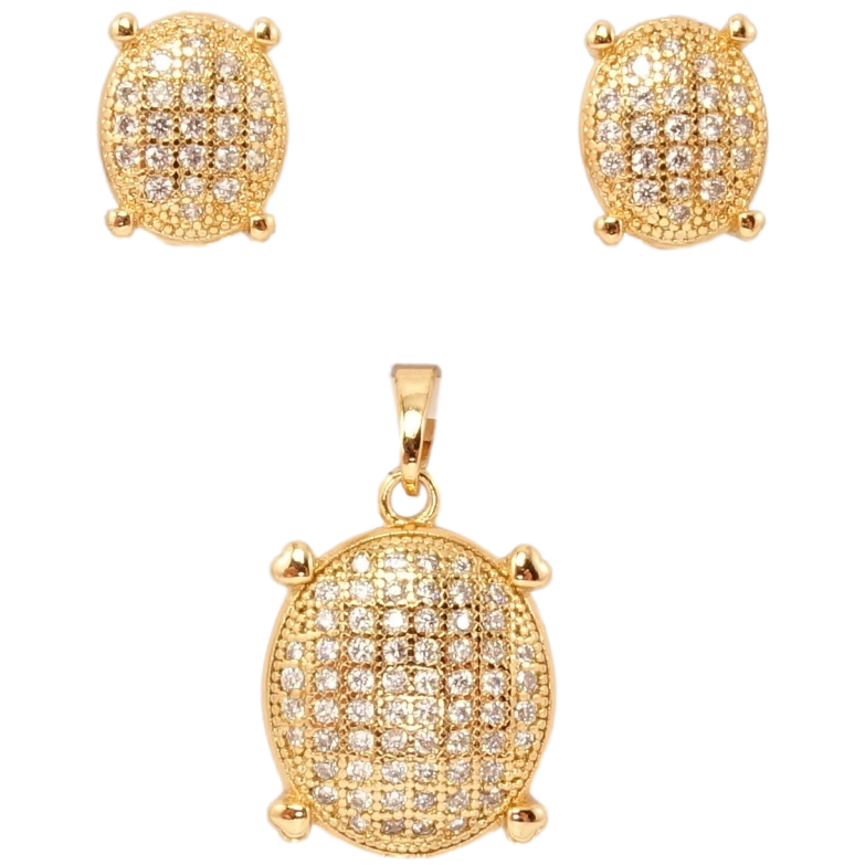 Набір Xuping Позолота 18K Сережки Кулон Овали з інкрустацією цирконієм та сердечками фото №1 Набір Xuping Позолота 18K Сережки Кулон Овали з інкрустацією цирконієм та сердечками фото №1