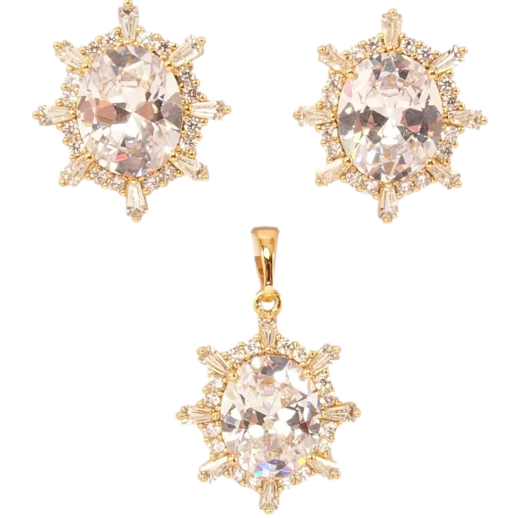 Набір Xuping Позолота 18K Сережки Кулон Кристали в променистому обрамленні фото №18