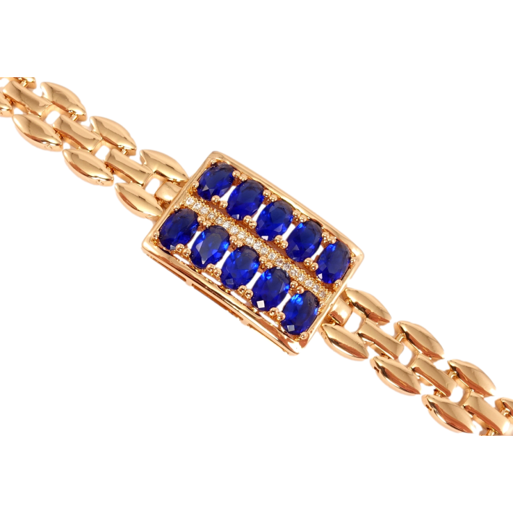 Браслет Xuping Позолота 18K Прямокутна вставка із синіми кристалами довжина 17см х 9мм фото №17 Браслет Xuping Позолота 18K Прямокутна вставка із синіми кристалами довжина 17см х 9мм фото №17