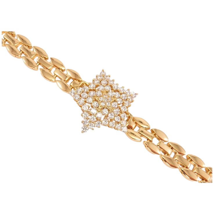 Браслет Xuping Позолота 18K Браслетне плетіння вставка кришталева зірка довжина 19,5см х 9мм фото №7 Браслет Xuping Позолота 18K Браслетне плетіння вставка кришталева зірка довжина 19,5см х 9мм фото №7