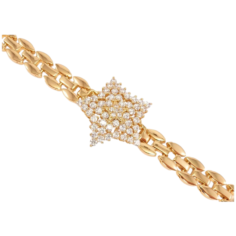 Браслет Xuping Позолота 18K Браслетне плетіння вставка кришталева зірка довжина 19,5см х 9мм фото №1