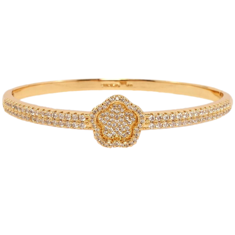 Браслет Xuping Позолота 18K Цветочек с двойной дорожкой циркония ø 6см фото №1