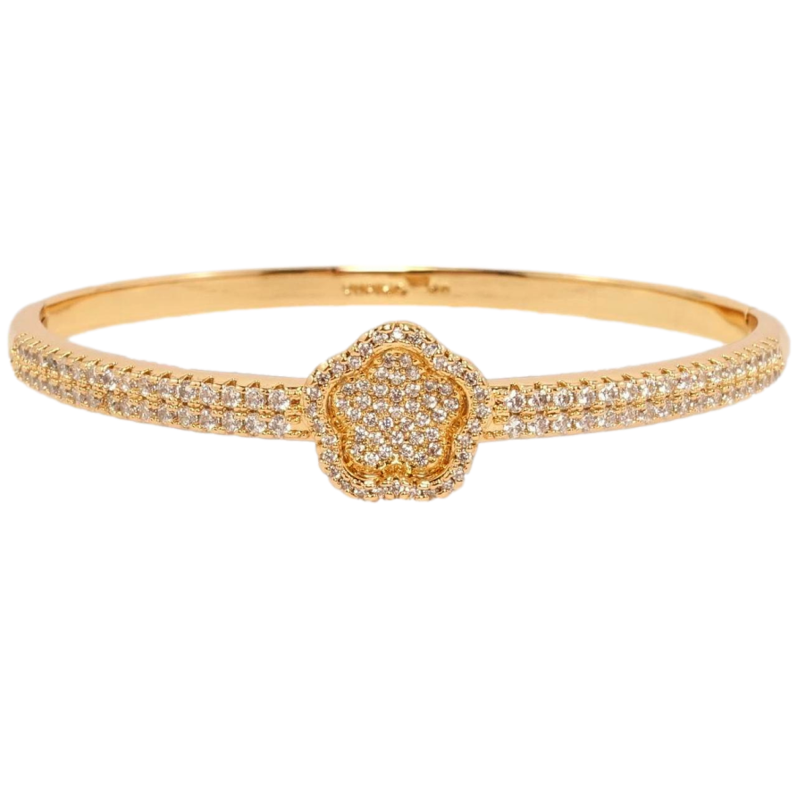 Браслет Xuping Позолота 18K Цветочек с двойной дорожкой циркония ø 6см фото №1