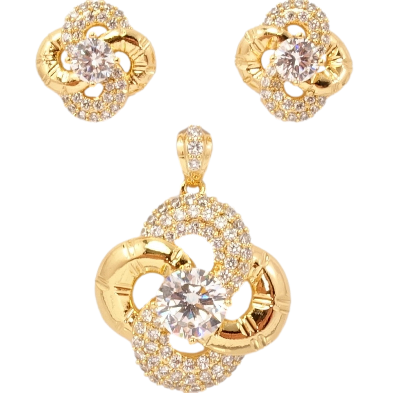 Набор Xuping Позолота 18K Серьги Кулон Декоративные цветочки с цирконием фото №1 Набор Xuping Позолота 18K Серьги Кулон Декоративные цветочки с цирконием фото №1