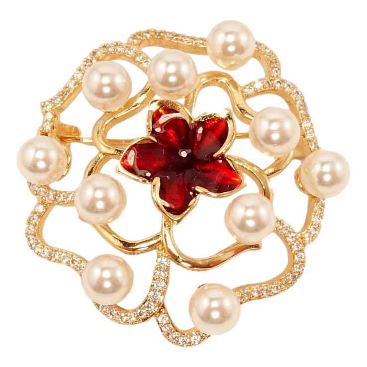 Брошка Xuping Позолота 18K Перлинний розсип із квіткою фото №13 Брошка Xuping Позолота 18K Перлинний розсип із квіткою фото №13