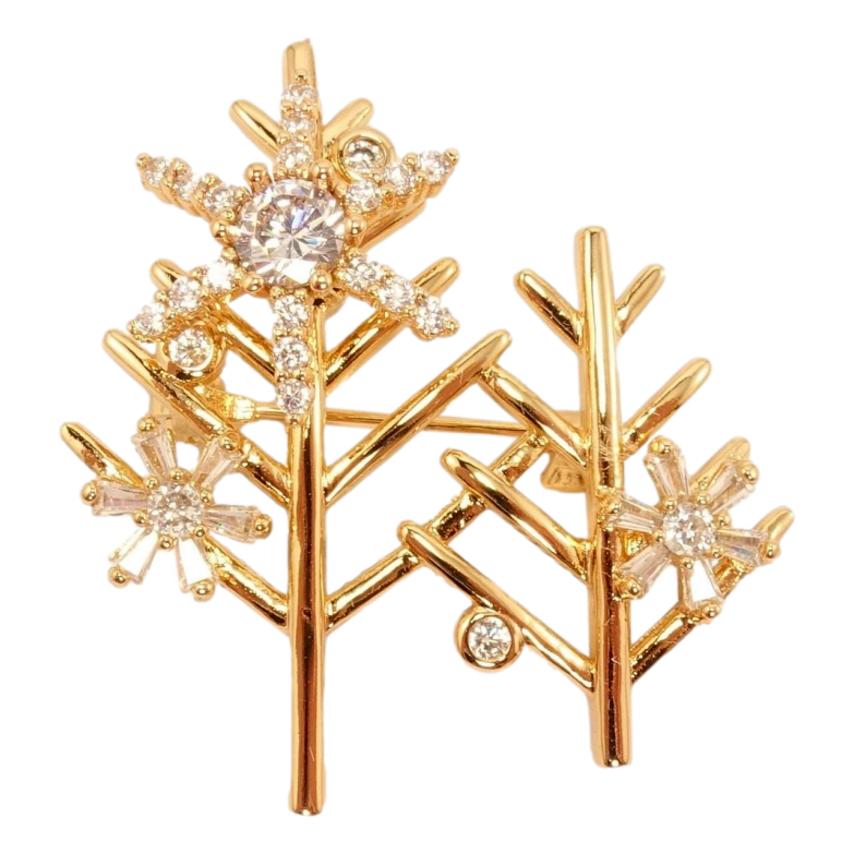 Брошь Xuping Позолота 18K Деревья с кристальными звездами фото №4 Брошь Xuping Позолота 18K Деревья с кристальными звездами фото №4