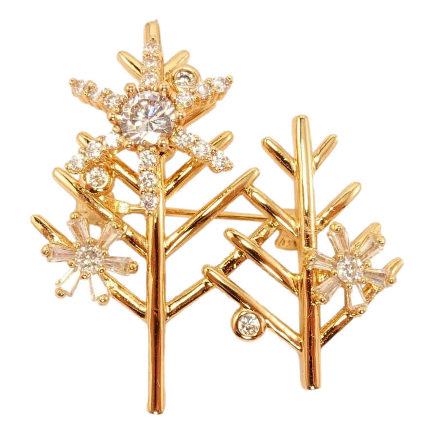 Брошка Xuping Позолота 18K Дерева з кристальними зірками фото №1 Брошка Xuping Позолота 18K Дерева з кристальними зірками фото №1