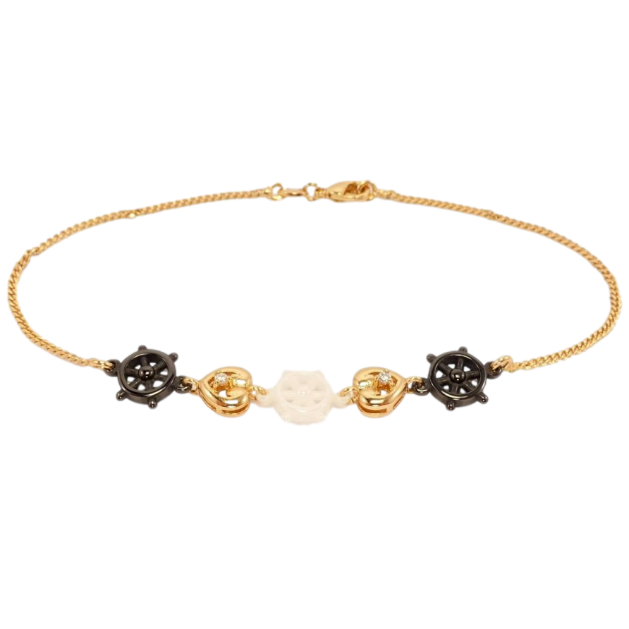 Браслет Xuping Позолота 18K Панцирне плетіння із вставками штурвал та серця довжина 19,5см х 1мм фото №1 Браслет Xuping Позолота 18K Панцирне плетіння із вставками штурвал та серця довжина 19,5см х 1мм фото №1