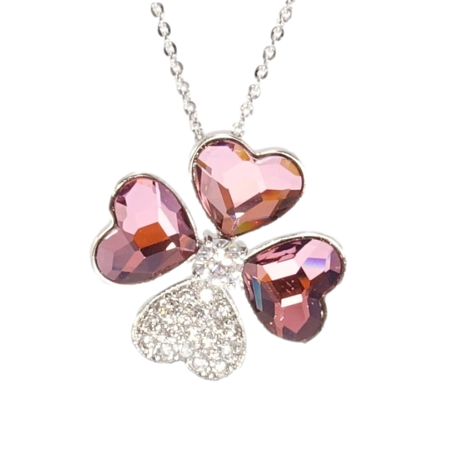 Кулон Xuping колір Родій з кристалами Swarovski на ланцюжку Конюшина з кристалами Rose довжина 39-43.5см х 1мм фото №1 Кулон Xuping колір Родій з кристалами Swarovski на ланцюжку Конюшина з кристалами Rose довжина 39-43.5см х 1мм фото №1