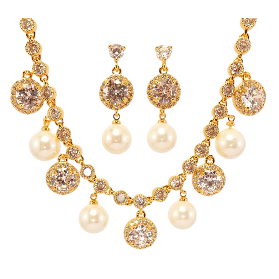 Набір Xuping Позолота 18K Сережки Кольє Перлина розкіш довжина 45см х 5мм фото №1