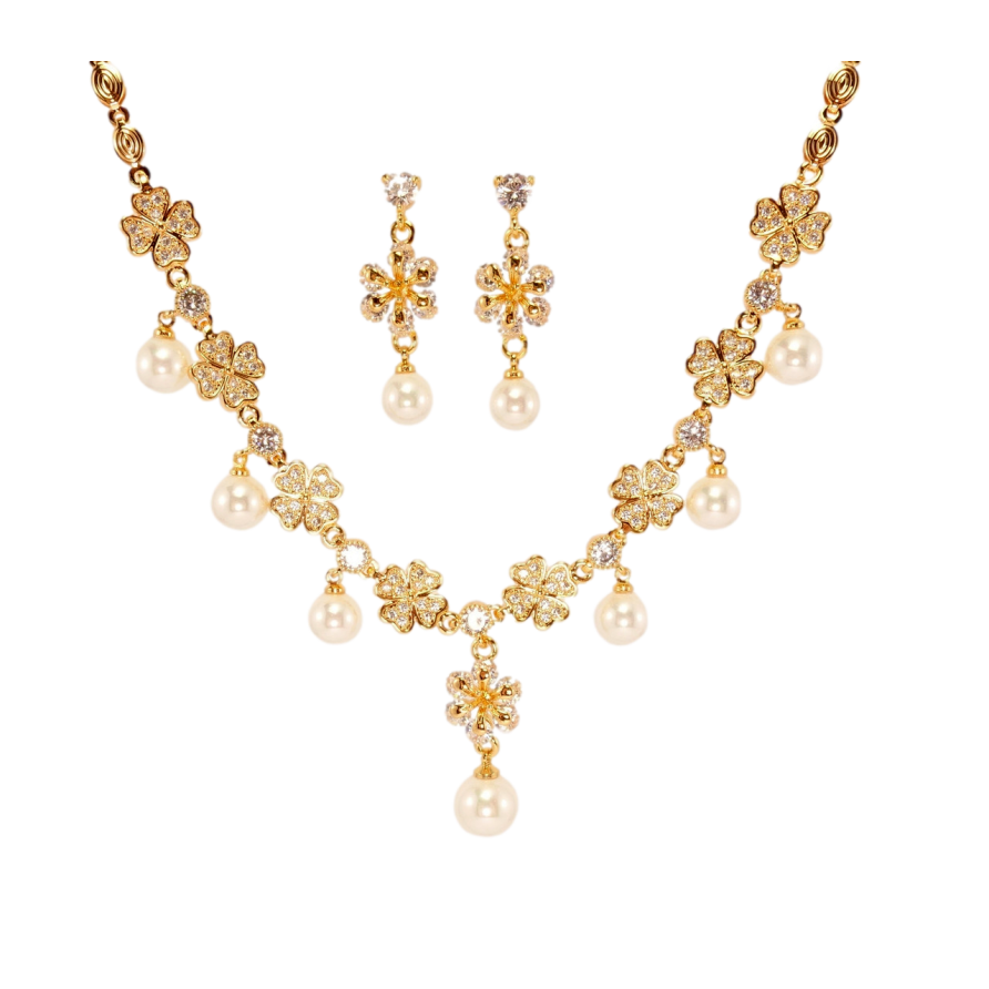 Набор Xuping Позолота 18K Серьги Колье Цветочная кристальная роскошь длина 45см х 4мм фото №1 Набор Xuping Позолота 18K Серьги Колье Цветочная кристальная роскошь длина 45см х 4мм фото №1