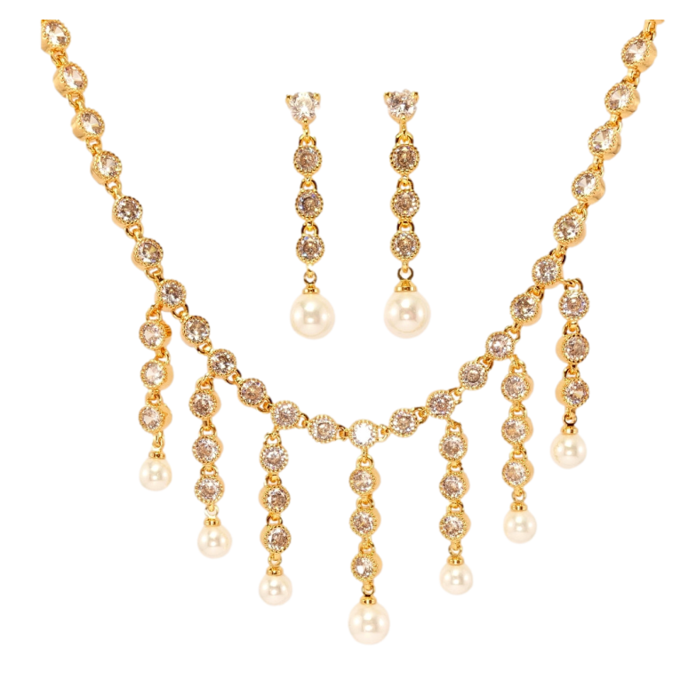 Набір Xuping Позолота 18K Сережки Кольє Кристальний дощ довжина 45см х 4мм фото №1