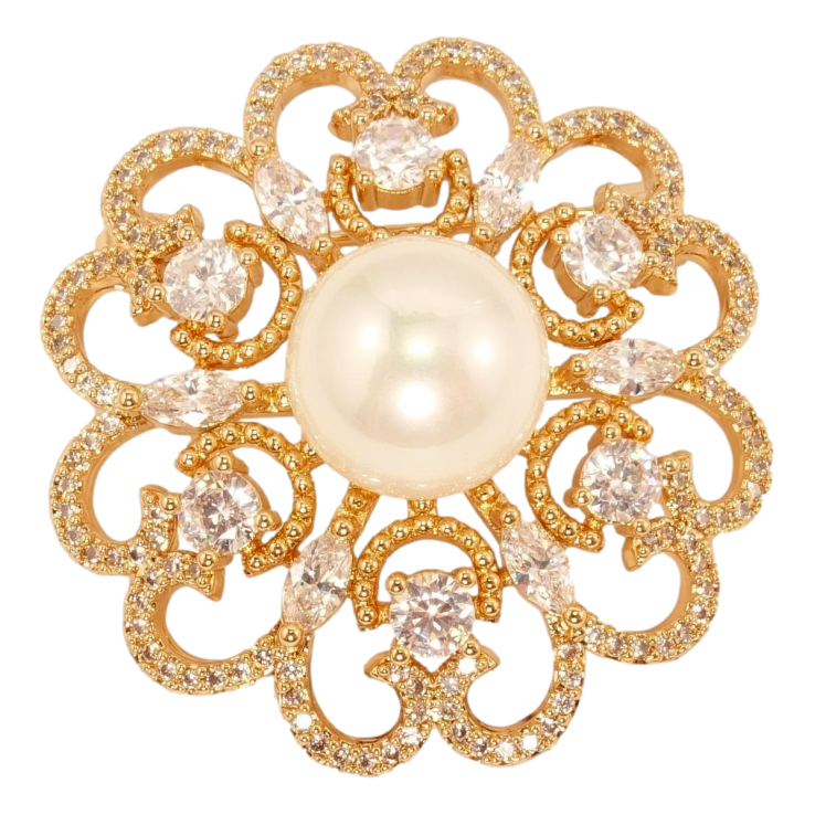 Брошка Xuping Позолота 18K Декоративна квітка з цирконієм та перлами фото №23 Брошка Xuping Позолота 18K Декоративна квітка з цирконієм та перлами фото №23