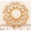 Брошь Xuping Позолота 18K Декоративный цветок с цирконием и жемчугом фото №2