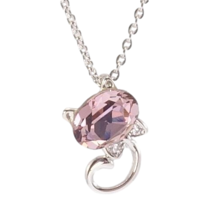 Кулон Xuping колір Родій із кристалами Swarovski на ланцюжку Котик із кристалом Rose довжина 39-44см х 1мм фото №2 Кулон Xuping колір Родій із кристалами Swarovski на ланцюжку Котик із кристалом Rose довжина 39-44см х 1мм фото №2