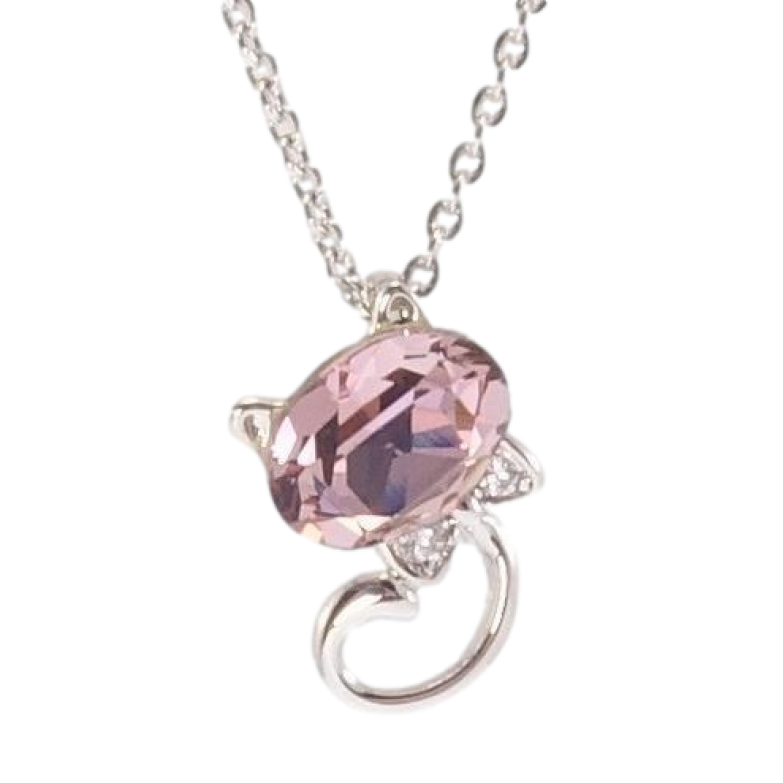 Кулон Xuping колір Родій із кристалами Swarovski на ланцюжку Котик із кристалом Rose довжина 39-44см х 1мм фото №2 Кулон Xuping колір Родій із кристалами Swarovski на ланцюжку Котик із кристалом Rose довжина 39-44см х 1мм фото №2