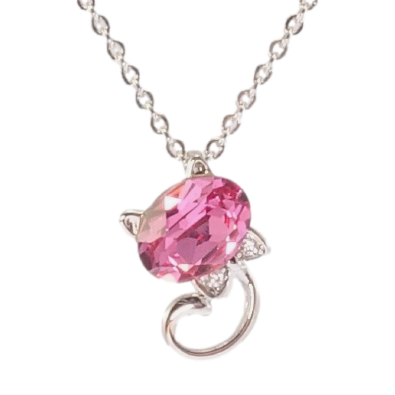 Кулон Xuping цвет Родий с кристаллами Swarovski на цепочке Котик с кристаллом Light Rose длина 38.5-43.5см х фото №7