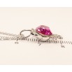 Кулон Xuping колір Родій із кристалами Swarovski на ланцюжку Котик із кристалом Fuchsia довжина 38,5-43см х 1мм фото №4