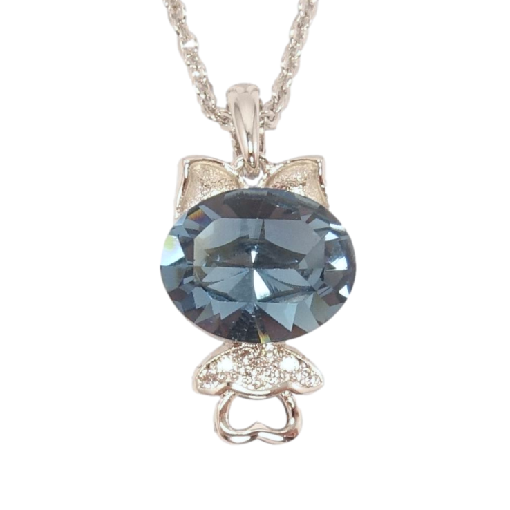 Кулон Xuping колір Родій із кристалами Swarovski на ланцюжку Котик із кристалом Montana довжина 38,5-43см х 1мм фото №4 Кулон Xuping колір Родій із кристалами Swarovski на ланцюжку Котик із кристалом Montana довжина 38,5-43см х 1мм фото №4