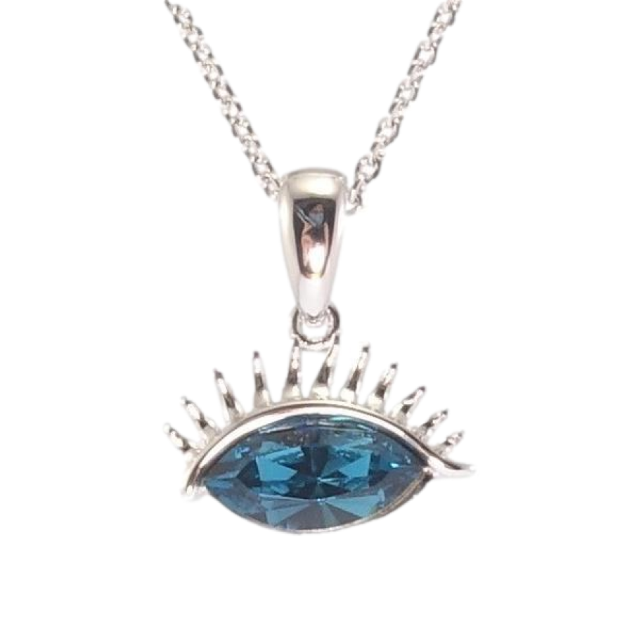 Кулон Xuping колір Родій із кристалами Swarovski на ланцюжку Око з кристалом Blue Zircon довжина 38,5-44см х 1мм фото №1 Кулон Xuping колір Родій із кристалами Swarovski на ланцюжку Око з кристалом Blue Zircon довжина 38,5-44см х 1мм фото №1
