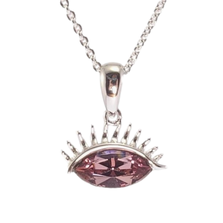 Кулон Xuping колір Родій із кристалами Swarovski на ланцюжку Око з кристалом Rose довжина 38,5-43.5см х 1мм фото №2 Кулон Xuping колір Родій із кристалами Swarovski на ланцюжку Око з кристалом Rose довжина 38,5-43.5см х 1мм фото №2