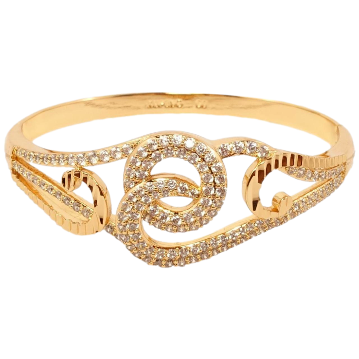 Браслет Xuping Позолота 18K Незвичайний орнамент з цирконієм та насічками ø 6см фото №15 Браслет Xuping Позолота 18K Незвичайний орнамент з цирконієм та насічками ø 6см фото №15
