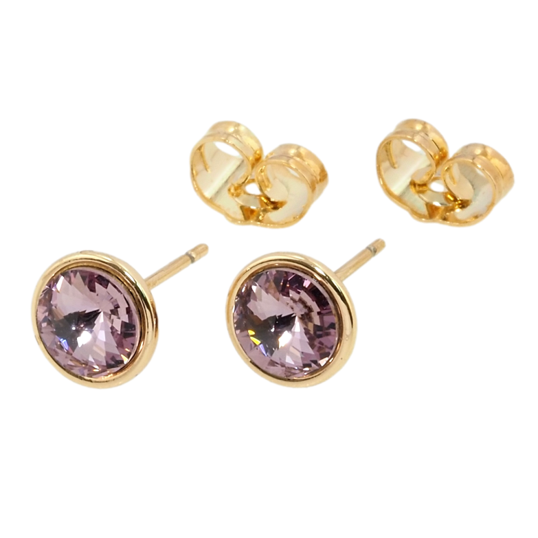 Серьги Xuping цвет 18K с кристаллами Swarovski пусеты Кристалл Rose в ободковой оправе ø 8мм фото №1 Серьги Xuping цвет 18K с кристаллами Swarovski пусеты Кристалл Rose в ободковой оправе ø 8мм фото №1