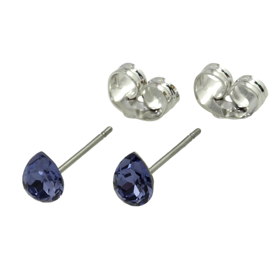 Серьги Xuping цвет Родий с кристаллами Swarovski пусеты Капелька кристалл Tanzanite 6х4мм фото №1 Серьги Xuping цвет Родий с кристаллами Swarovski пусеты Капелька кристалл Tanzanite 6х4мм фото №1