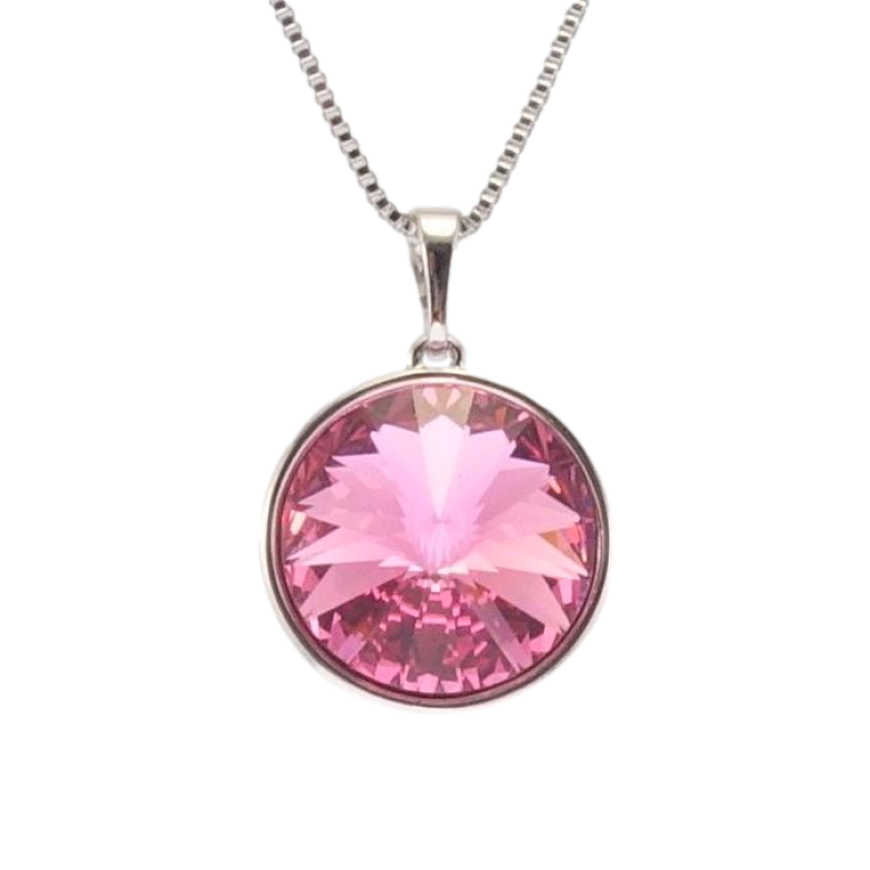 Кулон Xuping колір Родій із кристалами Swarovski на ланцюжку Кристал Fuchsia довжина 41-46см х 1мм фото №1 Кулон Xuping колір Родій із кристалами Swarovski на ланцюжку Кристал Fuchsia довжина 41-46см х 1мм фото №1