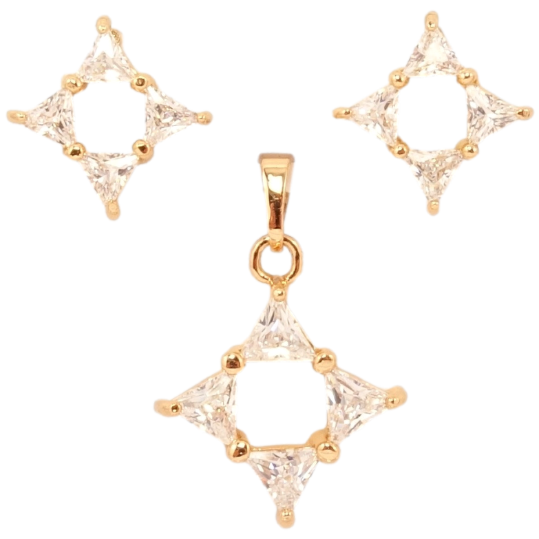 Набір Xuping Позолота 18K Сережки Кулон Декоративні кришталеві ромби фото №1
