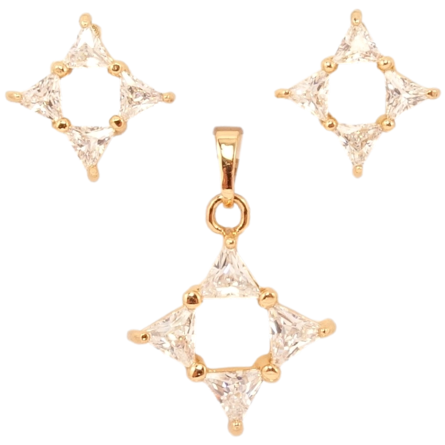 Набор Xuping Позолота 18K Серьги Кулон Декоративные кристальные ромбы фото №1 Набор Xuping Позолота 18K Серьги Кулон Декоративные кристальные ромбы фото №1