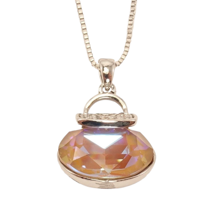 Кулон Xuping колір Родій із кристалами Swarovski на ланцюжку Сумочка кристал Cappuccino Delite довжина 46.5-52см фото №20