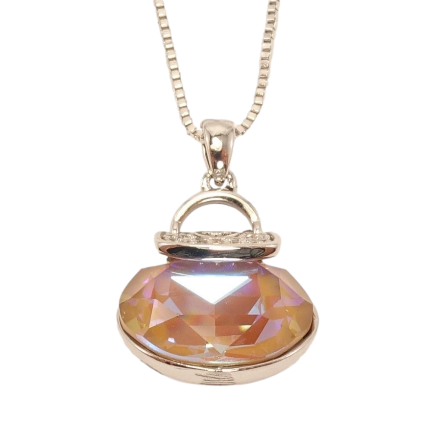 Кулон Xuping колір Родій із кристалами Swarovski на ланцюжку Сумочка кристал Cappuccino Delite довжина 46.5-52см фото №1