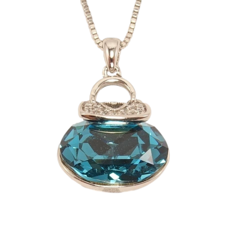 Кулон Xuping колір Родій із кристалами Swarovski на ланцюжку Сумочка кристал Blue Zircon довжина 46-51см фото №15
