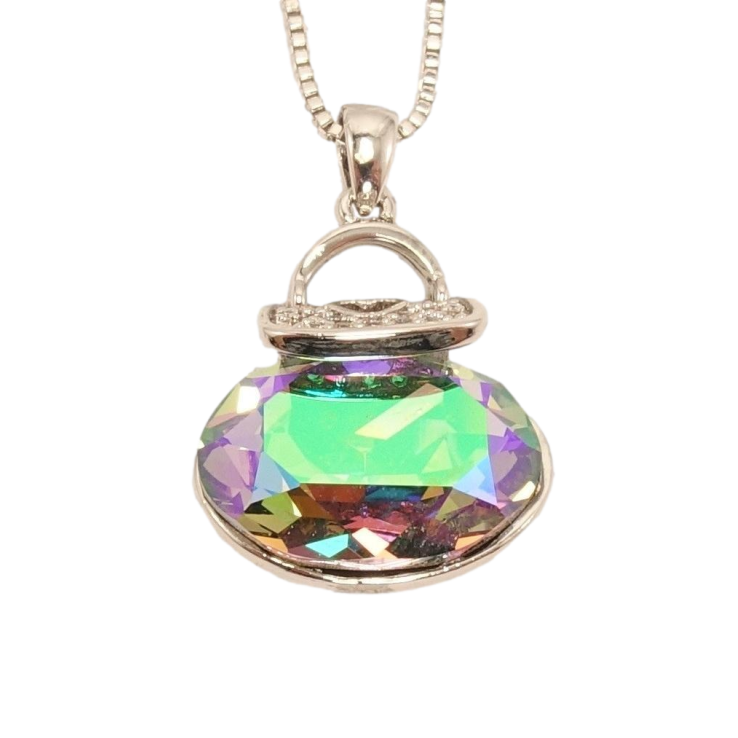 Кулон Xuping колір Родій із кристалами Swarovski на ланцюжку Сумочка кристал Paradise Shine довжина 46-51см фото №11