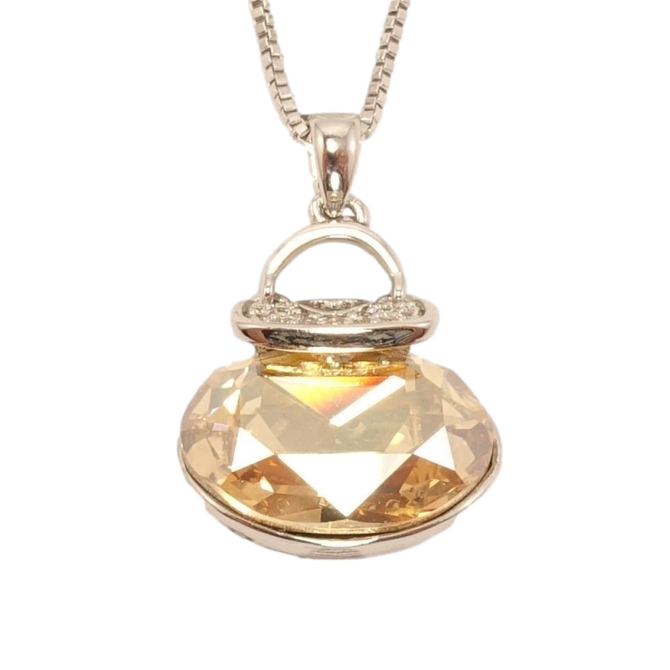 Кулон Xuping колір Родій із кристалами Swarovski на ланцюжку Сумочка кристал Light Topaz довжина 45-50.5см фото №13