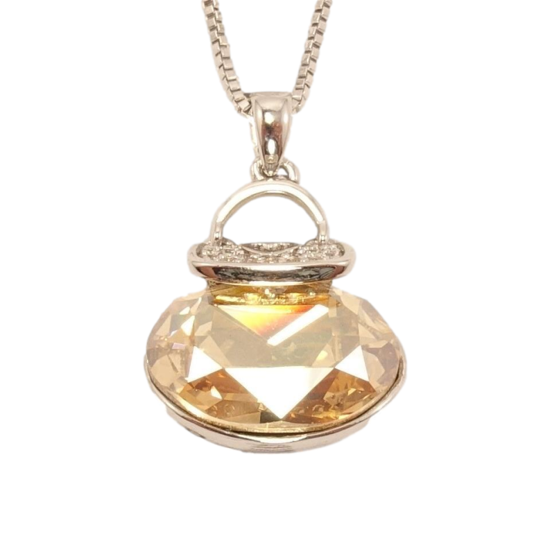 Кулон Xuping колір Родій із кристалами Swarovski на ланцюжку Сумочка кристал Light Topaz довжина 45-50.5см фото №1