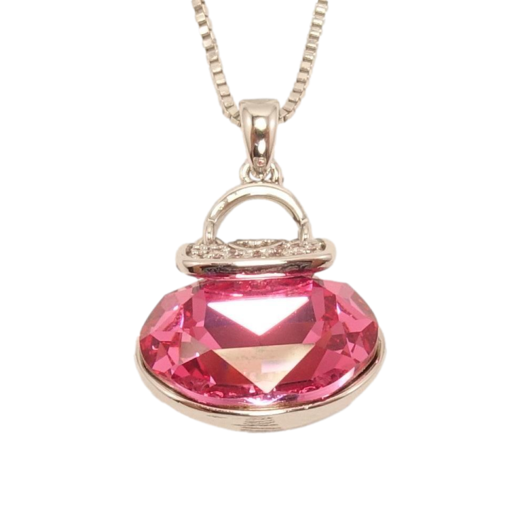 Кулон Xuping колір Родій із кристалами Swarovski на ланцюжку Сумочка кристал Rose довжина 46.5-52см фото №10