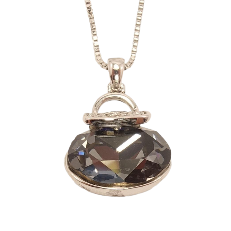 Кулон Xuping колір Родій із кристалами Swarovski на ланцюжку Сумочка кристал Graphite довжина 45.5-51см фото №19