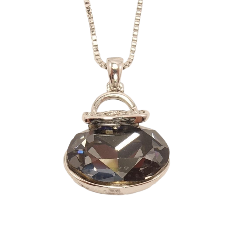 Кулон Xuping колір Родій із кристалами Swarovski на ланцюжку Сумочка кристал Graphite довжина 45.5-51см фото №1 Кулон Xuping колір Родій із кристалами Swarovski на ланцюжку Сумочка кристал Graphite довжина 45.5-51см фото №1