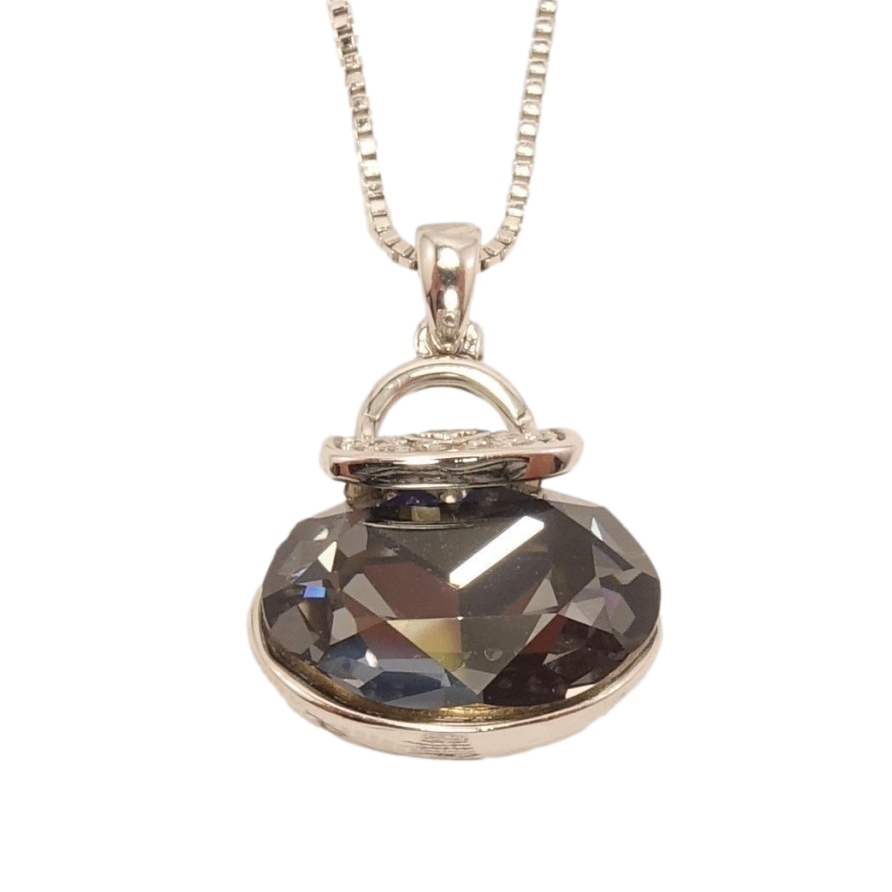 Кулон Xuping колір Родій із кристалами Swarovski на ланцюжку Сумочка кристал Graphite довжина 45.5-51см фото №1 Кулон Xuping колір Родій із кристалами Swarovski на ланцюжку Сумочка кристал Graphite довжина 45.5-51см фото №1